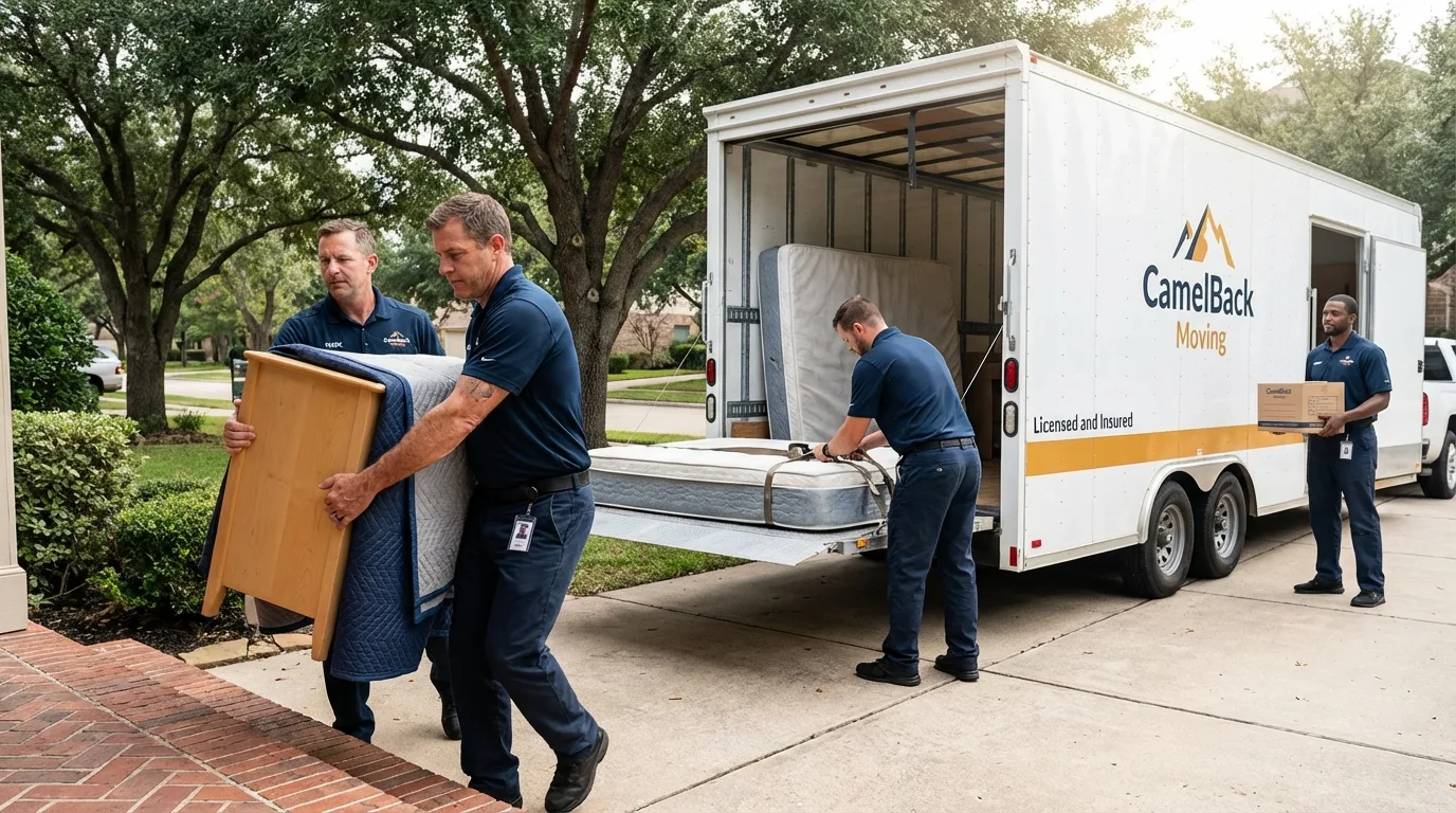 Crew loading residential truck for cross-state move from Kiln, MS